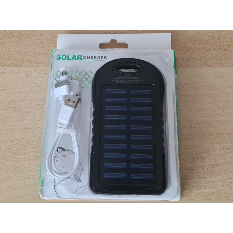 SOLARNI POLNILEC, ZUNANJA BATERIJA 5000mA, 2 x USB IZHOD 5V, POWERBANK
