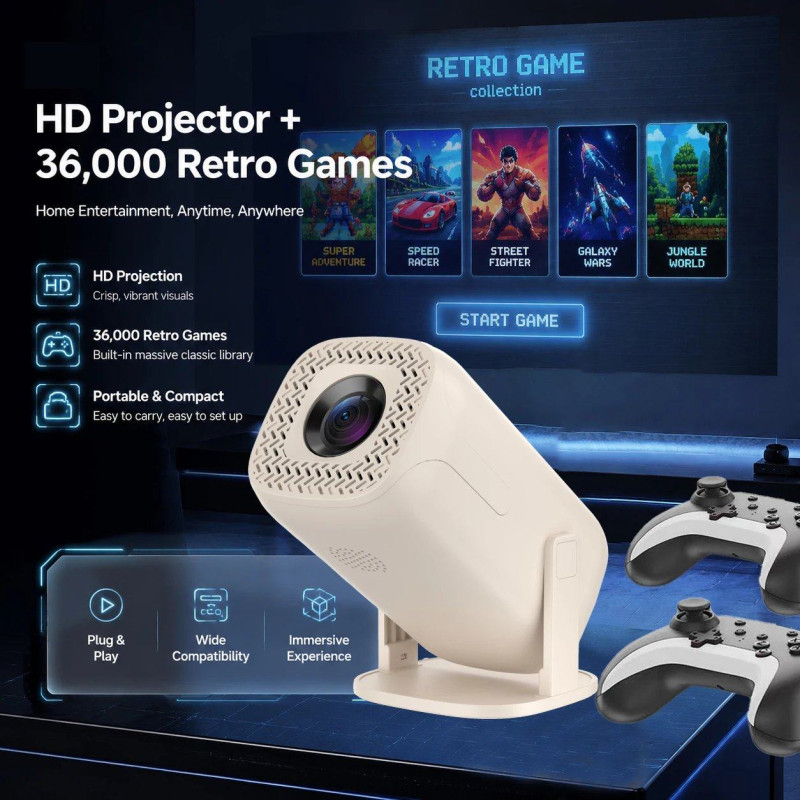 PROJEKTOR IGRALNA KONZOLA ANDROID 14, 36000 IGER, WIFI, 8K